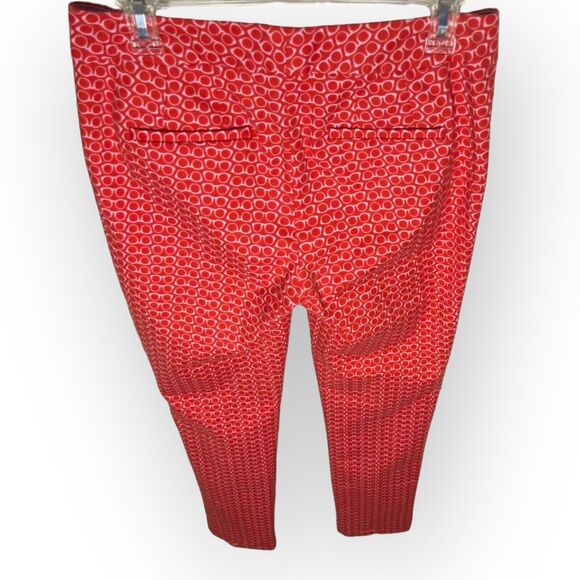 Boden Richmond Red Trousers with Glasses Motif Slim Straight Leg Pants Size 6L - Picture 8 of 15